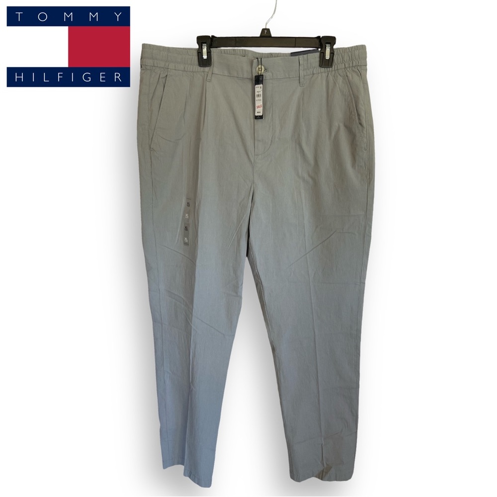 Tommy Hilfiger TH Flex Single Pleat Seersucker Chino Pants Bgrayish khaki